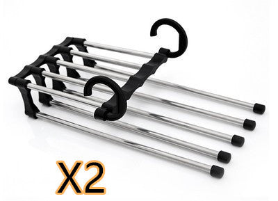 Home 5 In 1 Wardrobe Hanger Multi-functional Clothes Hangers Pants Stainless Steel Magic Wardrobe Clothing Hangers For Clothes Rack
