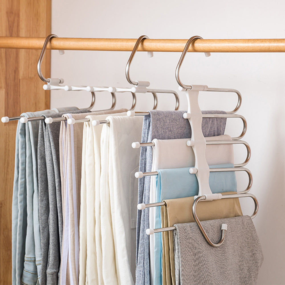 Home 5 In 1 Wardrobe Hanger Multi-functional Clothes Hangers Pants Stainless Steel Magic Wardrobe Clothing Hangers For Clothes Rack
