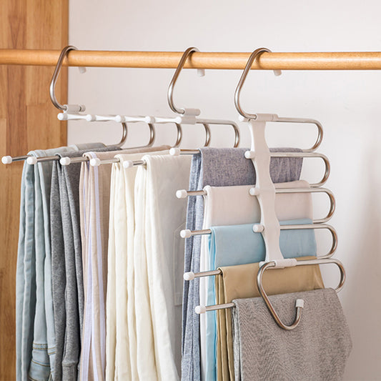 Home 5 In 1 Wardrobe Hanger Multi-functional Clothes Hangers Pants Stainless Steel Magic Wardrobe Clothing Hangers For Clothes Rack