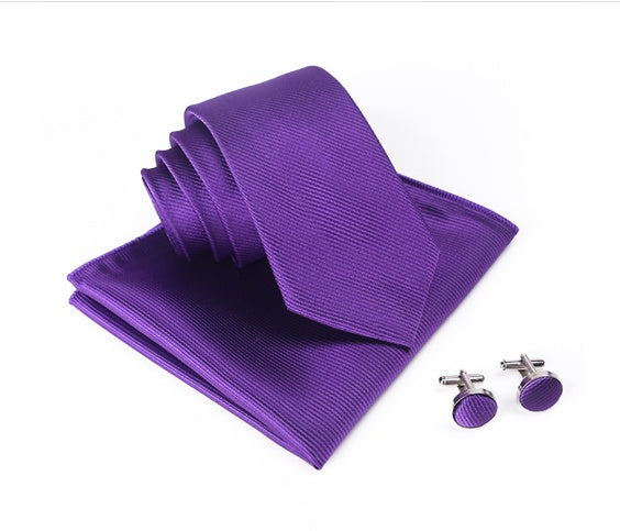Men's Fashion Three-piece Tie set Assorted Solid Silk Men's Neck Tie set For Men Suits