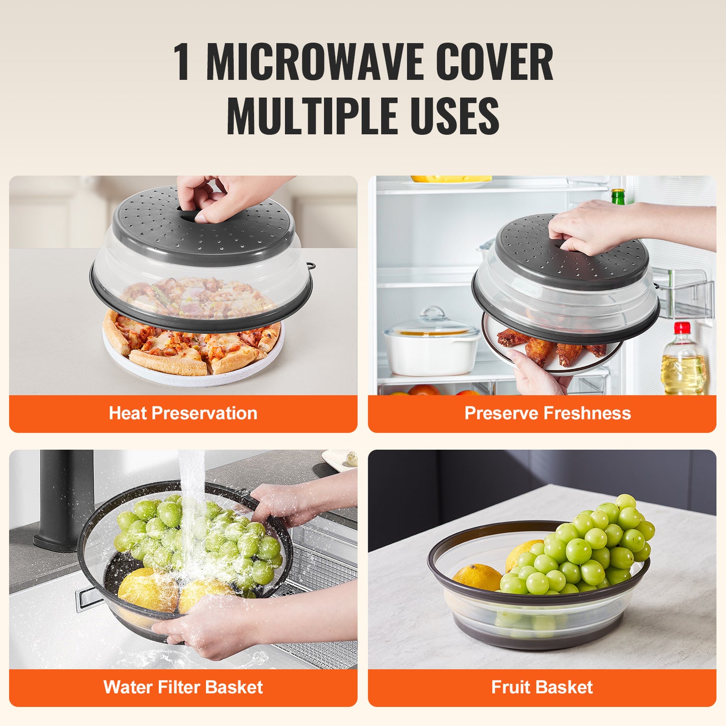 Kitchen 2PCS Microwave Splatter Covers 10.4Collapsible Microwave Food Lid