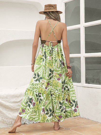 Ladies Dress Backless Printed V-Neck, Cami Dress