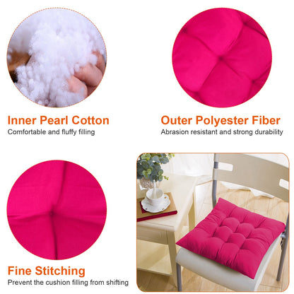 4Pcs Chair Cushion Pads Pillow 17.72x17.72x2.37in Soft Tie On Square Sitting Mats For Home Office Car Sitting Travel