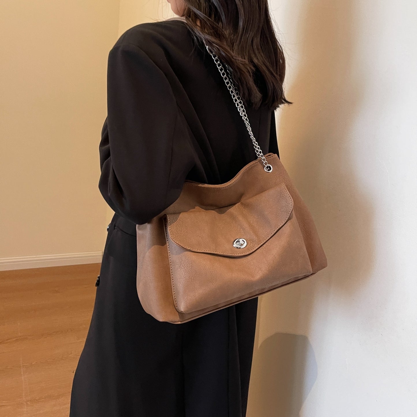 Ladies Bag PU Leather 2stripe Shoulder Bag