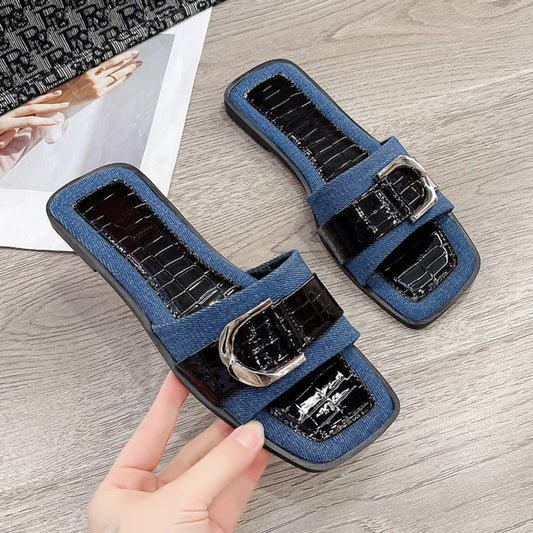 Ladies Sandals Buckle Trim Open Toe