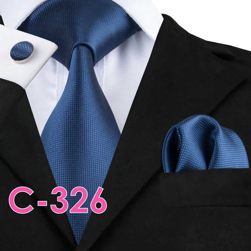 Men's Fashion Three-piece Tie set Assorted Solid Silk Men's Neck Tie set For Men Suits