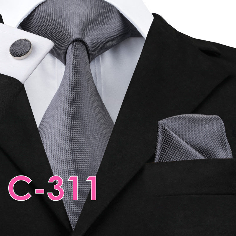 Men's Fashion Three-piece Tie set Assorted Solid Silk Men's Neck Tie set For Men Suits