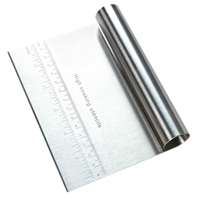 Kitchen Stainless Steel Pastry Spatulas Cutter with Scale Pizza Dough Scraper Fondant Cake Decoration Tools Baking Kitchen Accessories Dough Cake Stainless Steel Pizza Flour Tool Cutter Chopper Scraper