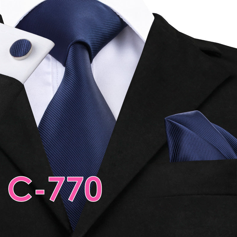 Men's Fashion Three-piece Tie set Assorted Solid Silk Men's Neck Tie set For Men Suits