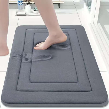 Bathroom Mat With Thickened Memory Foam Anti-Slip Mat For Bathroom Entrance Coral Velvet Foot Mat