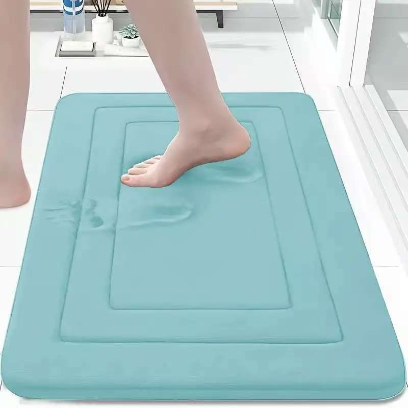 Bathroom Mat With Thickened Memory Foam Anti-Slip Mat For Bathroom Entrance Coral Velvet Foot Mat