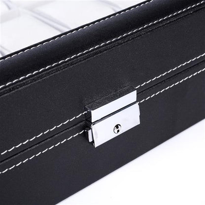 Home 24 Compartments Luxury Watch Collection Style Leather Storage Black Case