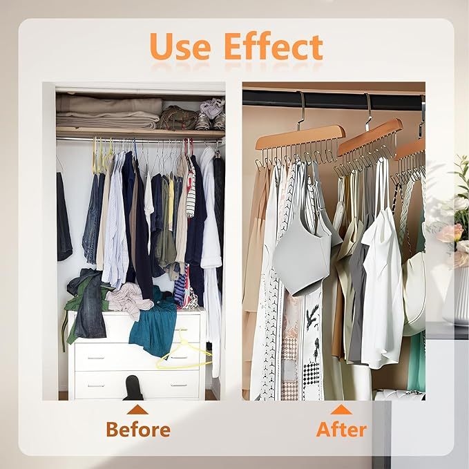 Home 3Pcs Bra Hangers For Closet Organizer, All In One Hanger - 360 Rotating, Tank Top Hanger With 8 Hooks, Bra Organizer, Space Saving Closet Organizer For Tops, Bras, Camisoles, Scarfs Or Belts