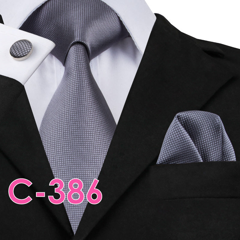 Men's Fashion Three-piece Tie set Assorted Solid Silk Men's Neck Tie set For Men Suits