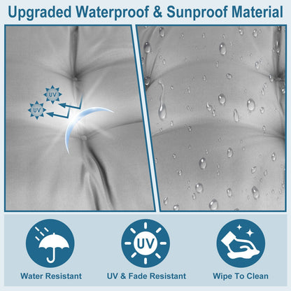 2Pcs Waterproof Rocking Chair Cushion Upper And Lower Back And Seat Sets With Non-Slip Ties Oxford Cloth Surface Polyester Filling Comfortable For Indoor Home Office Car