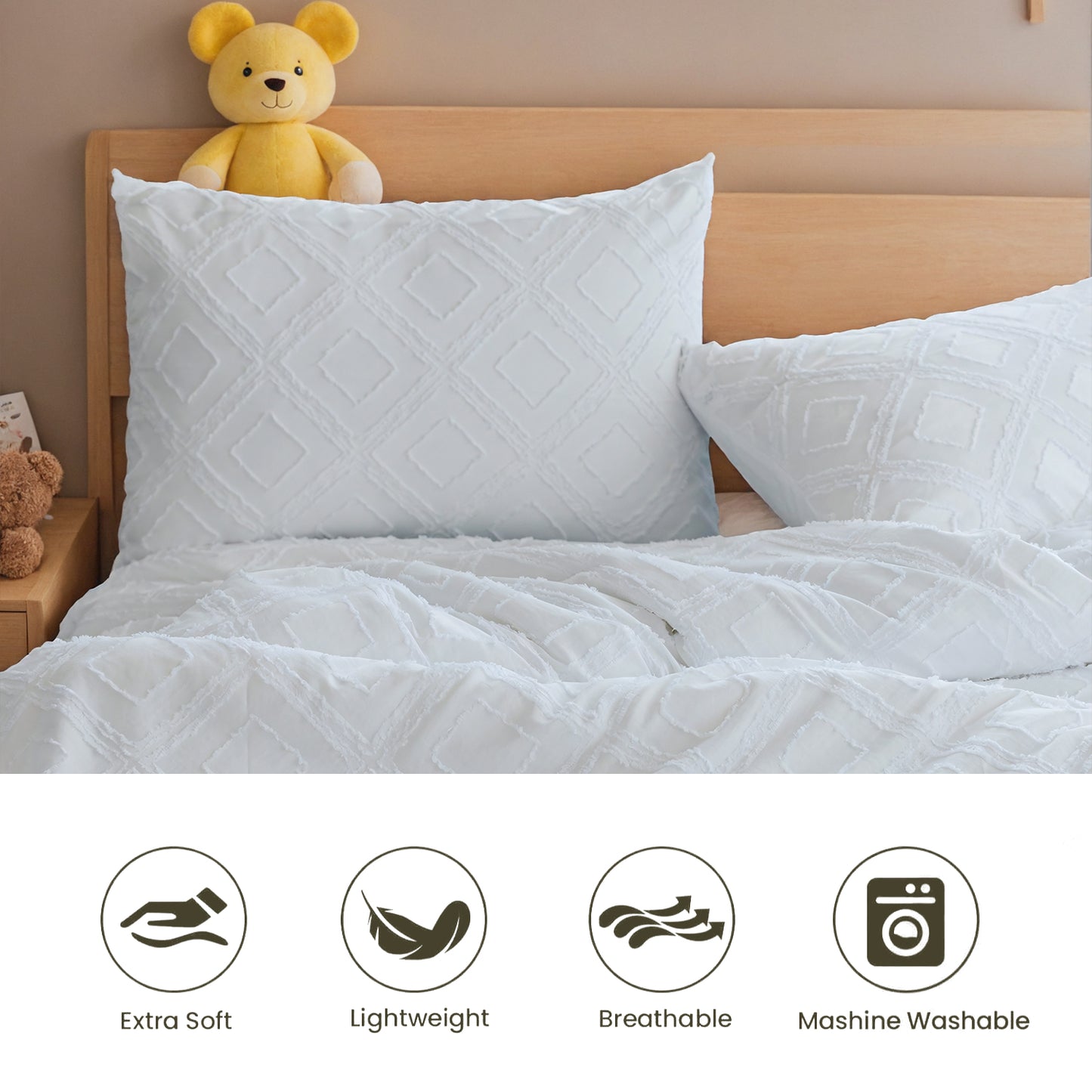 Bohemian Style Quilt Cover Set, Cut Flower Quilt Cover,  Tufted Quilt Cover Three-piece Set, One Quilt Cover And Two Pillowcases,  Washable And Machine Washable Without Shrinkage,  Suitable For Hotels