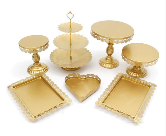 Baking European Style Wrought Iron Cake Stand Set Wedding Dessert Stand Lace Props Plate