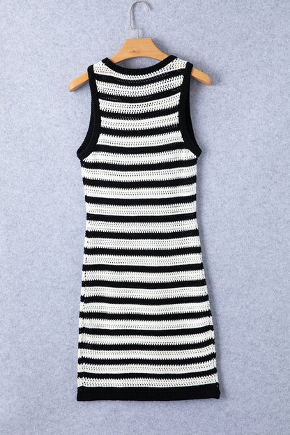 Ladies Dress Striped Wide Strap Knit