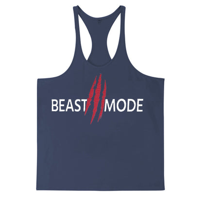Men's Summer Cotton Fitness Muscle Men's Thin Shoulder Strap I-print Halter Tank top