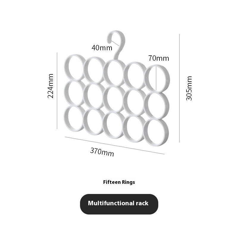 Home Clothes Hanger With 15-ring Hoops Creative Plastic Scarf Rack
