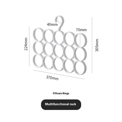 Home Clothes Hanger With 15-ring Hoops Creative Plastic Scarf Rack