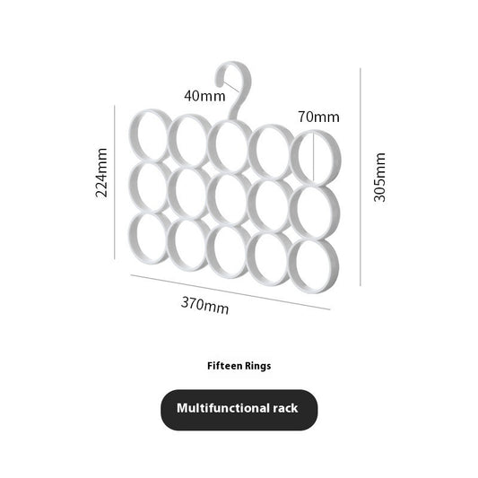 Home Clothes Hanger With 15-ring Hoops Creative Plastic Scarf Rack