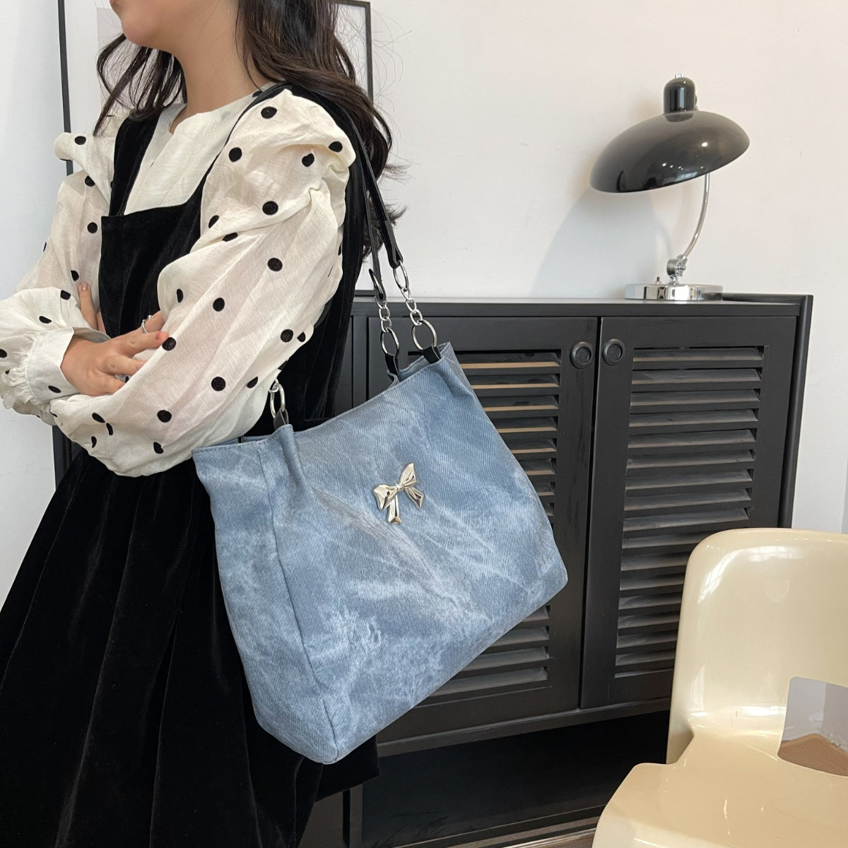 Ladies Bag Bow Polyester Medium Tote Bag
