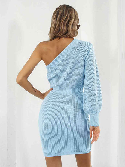 Ladies Off-Shoulder Mini Sweater Dress