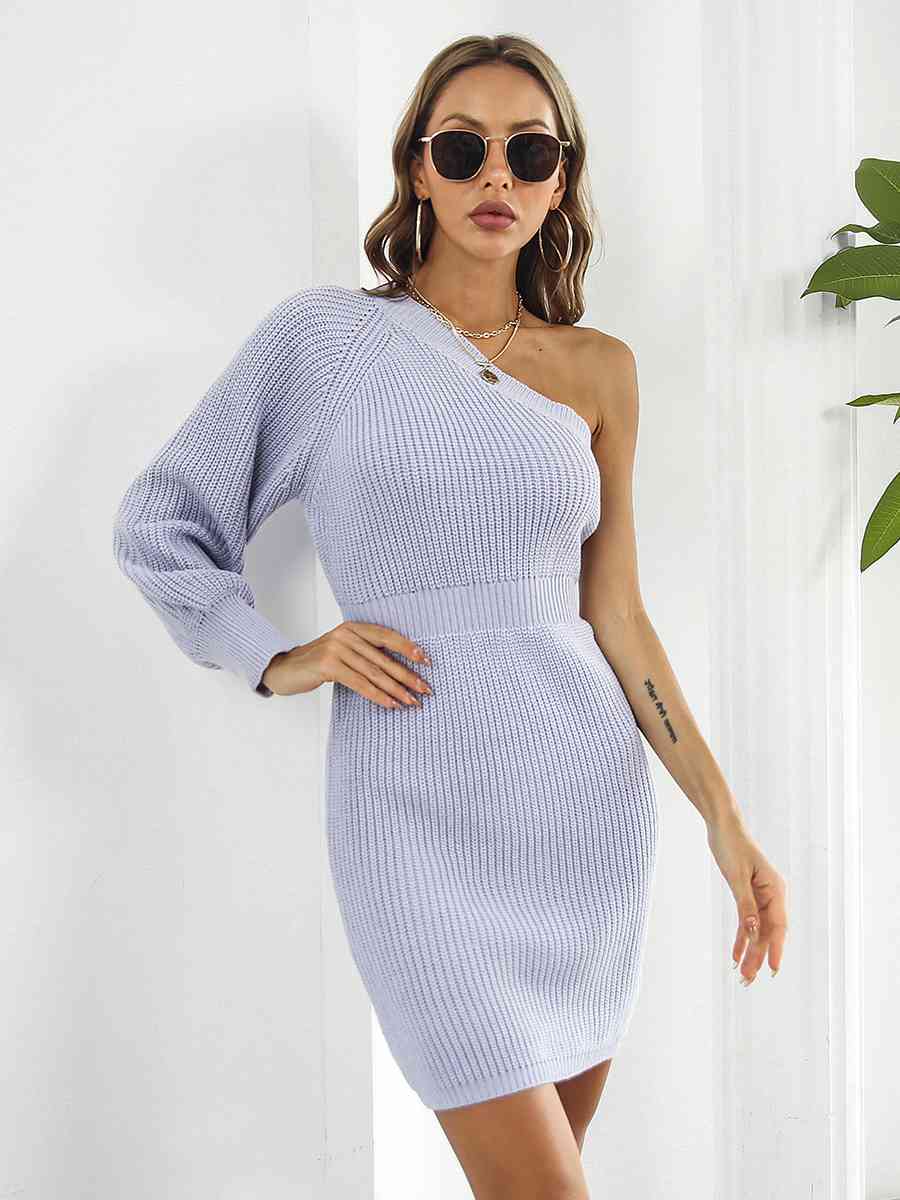 Ladies Off-Shoulder Mini Sweater Dress