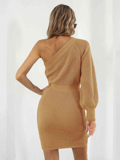 Ladies Off-Shoulder Mini Sweater Dress