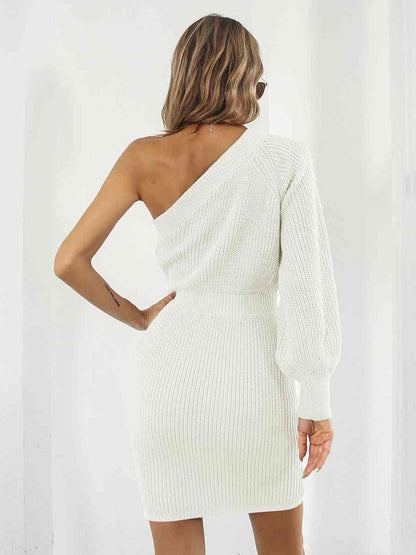 Ladies Off-Shoulder Mini Sweater Dress