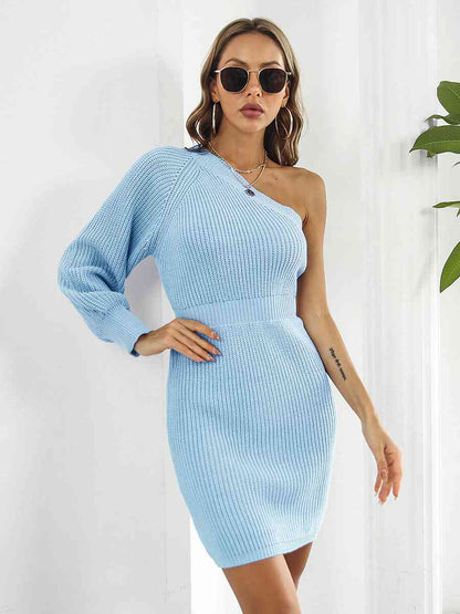 Ladies Off-Shoulder Mini Sweater Dress