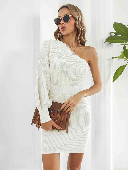 Ladies Off-Shoulder Mini Sweater Dress