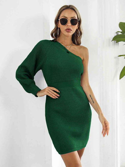 Ladies Off-Shoulder Mini Sweater Dress
