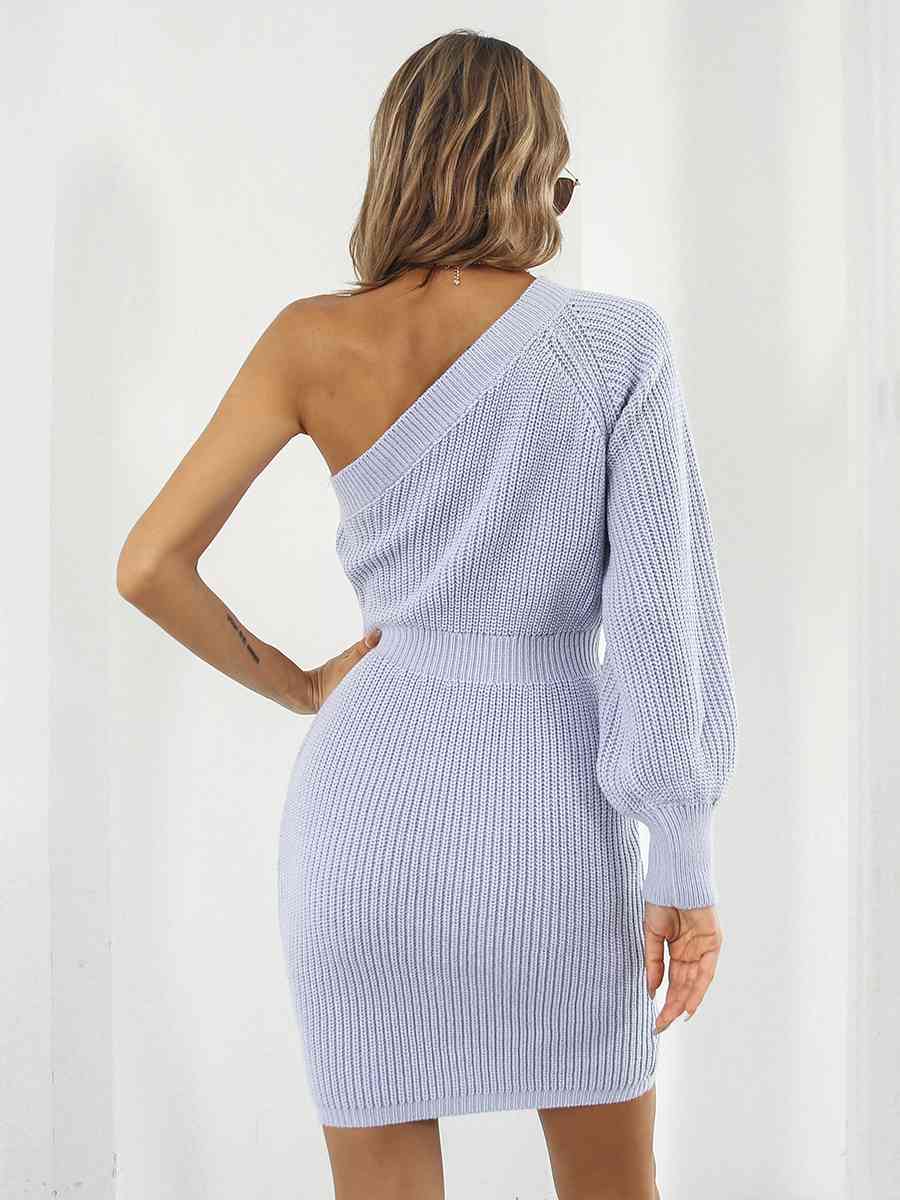 Ladies Off-Shoulder Mini Sweater Dress