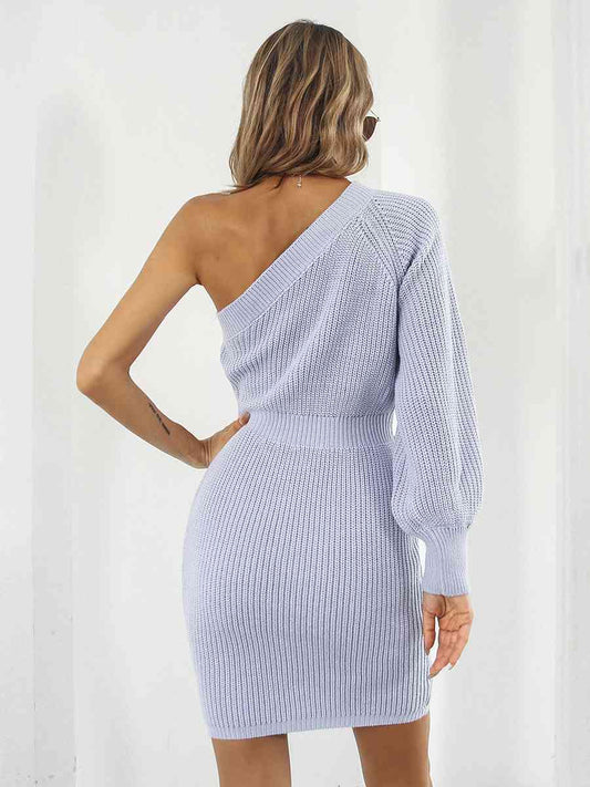 Ladies Off-Shoulder Mini Sweater Dress