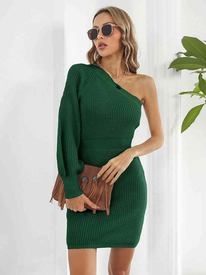 Ladies Off-Shoulder Mini Sweater Dress