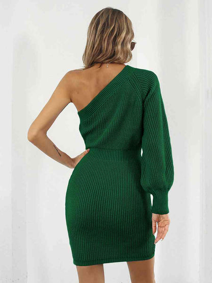 Ladies Off-Shoulder Mini Sweater Dress