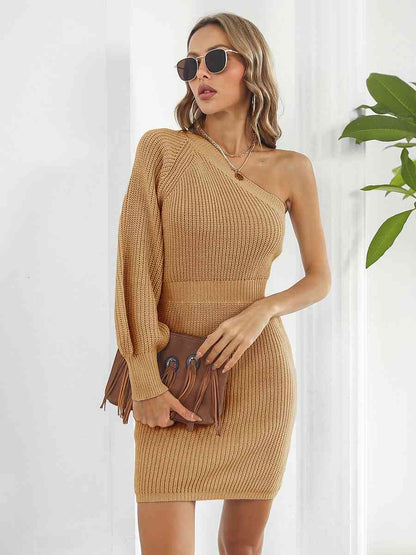 Ladies Off-Shoulder Mini Sweater Dress