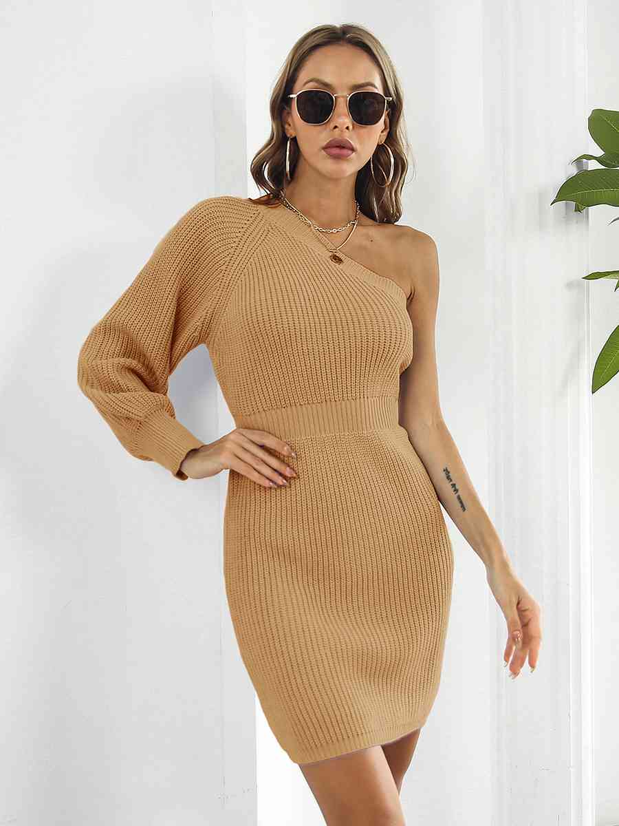 Ladies Off-Shoulder Mini Sweater Dress